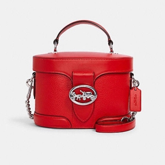 LIKE NEW COACH RED GEORGIE GEM CROSSBODY WITH SILVER HARDWARE - Picture 1 of 16